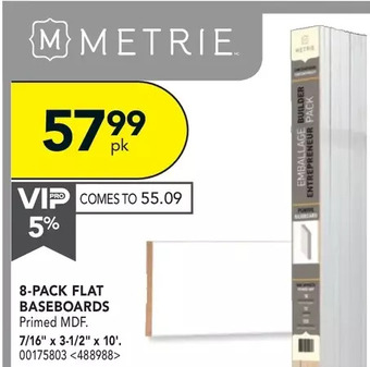 RONA Metrie 8-pack flat baseboards offer