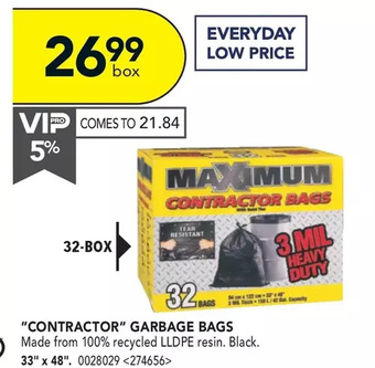 RONA Contractor garbage bags offer