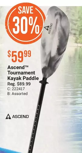 Cabela's Ascend tournament kayak paddle offer