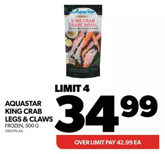 Real Canadian Superstore Aquastar king crab legs & claws offer