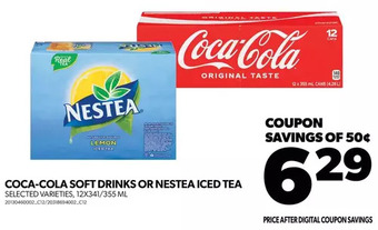 Real Canadian Superstore Coca-cola soft drinks or nestea iced tea offer