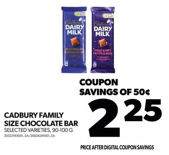 Real Canadian Superstore Cadbury family size chocolate bar offer