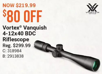 Cabela's Vortex vanquish 4-12x40 bdc riflescope offer