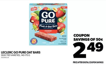 Real Canadian Superstore Leclerc go pure oat bars offer