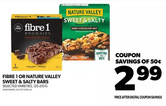 Real Canadian Superstore Fibre 1 or nature valley sweet & salty bars offer