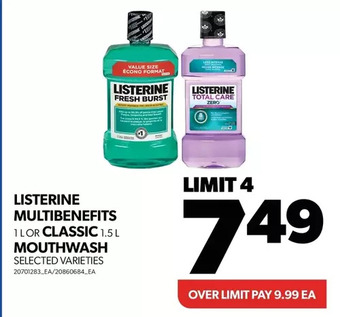 Real Canadian Superstore Listerine multibenefits or classic mouthwash offer