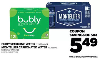 Real Canadian Superstore Bubly sparkling water or montellier carbonated water offer