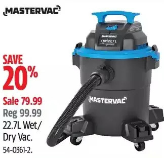 Canadian Tire Mastervac 22.7l wet/dry vac offer