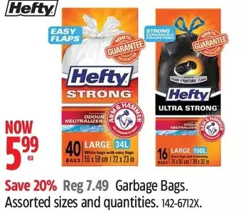 Canadian Tire Hefty garbage bags offer
