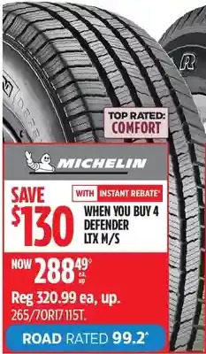 Canadian Tire Michelin defender ltx m/s offer