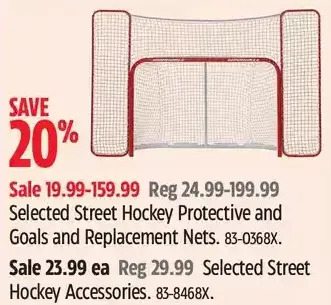 Canadian Tire Street hockey protective and goals and replacement nets | street hockey accessories offer