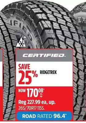 Canadian Tire Certified ridgetrek tires offer
