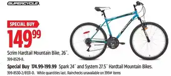 Canadian Tire Supercycle scrim hardtail mountain bike, 26 | spark 24 and system 27.5 hardtail mountain bikes offer