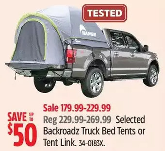 Canadian Tire Backroadz truck bed tents or tent link offer