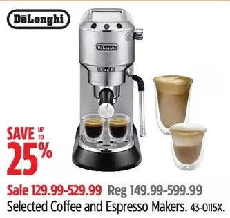 Canadian Tire Delonghi coffee and espresso makers offer