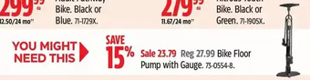 Canadian Tire Bike floor pump with gauge offer