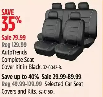 Canadian Tire Autotrends complete seat cover kit in black | car seat covers and kits offer