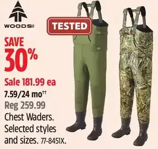 Canadian Tire Woods chest waders offer