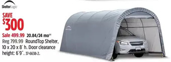 Canadian Tire Shelterlogic roundtop shelter, 10 x 20 x 8' h offer