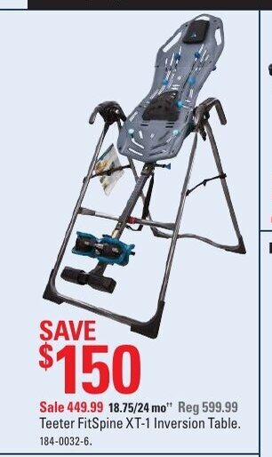 Canadian Tire Teeter FitSpine XT-1 Inversion Table offer