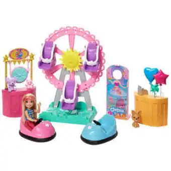 Toys R us Barbie club chelsea doll and carnival playset, wearing fashion and accessories, with ferris wheel, bumper cars, puppy and mor offer