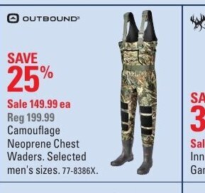 Canadian Tire Camouflage Neoprene Chest Waders offer