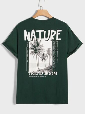 SheIn Shein men coconut tree & slogan graphic tee offer