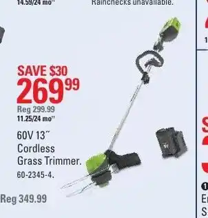 Canadian Tire 60V 13" Grass Trimmer offer