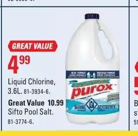 Canadian Tire Liquid Chlorine offer