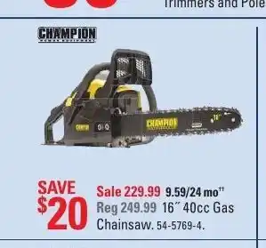 Canadian Tire 40cc Gaz Chainsaw offer
