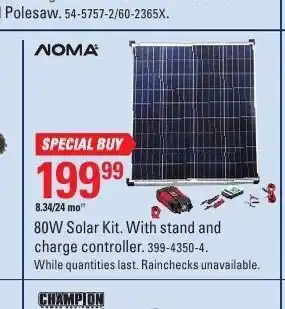 Canadian Tire 80W Solar Kit. With Stand And Charge Controller offer