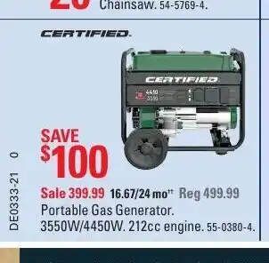 Canadian Tire Portable Gas Generator offer