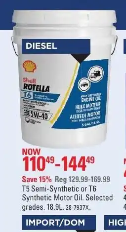 Canadian Tire T5 Semi-Synthetic or T6 Synthetic Motor Oil offer