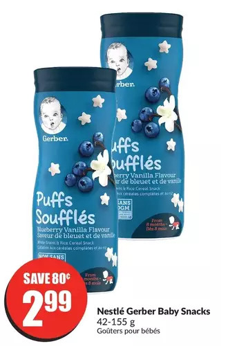 FreshCo Nestlé gerber baby snacks 42-155g offer