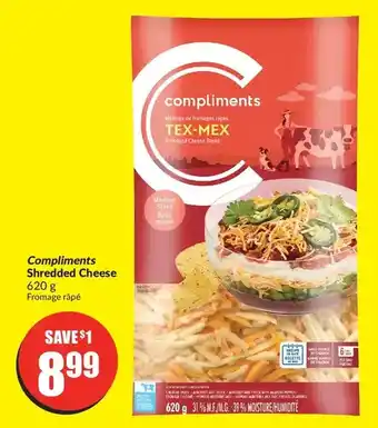 FreshCo Compliments shredded cheese 620g offer