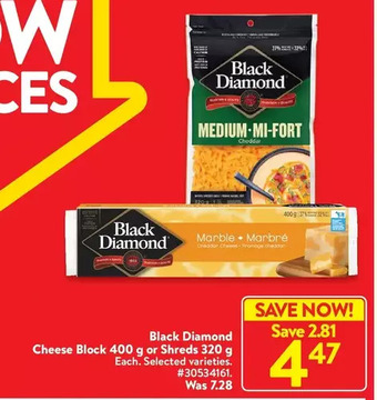 Walmart Black diamond cheese block or shreds offer