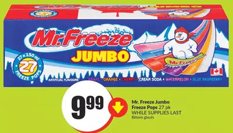 FreshCo Mr. freeze jumbo freeze pops 27pk offer