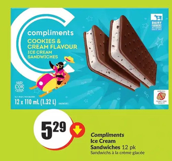 FreshCo Compliments ice cream sandwiches 12pk offer