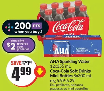 FreshCo Aha sparkling water | coca-cola soft drinks mini bottles offer