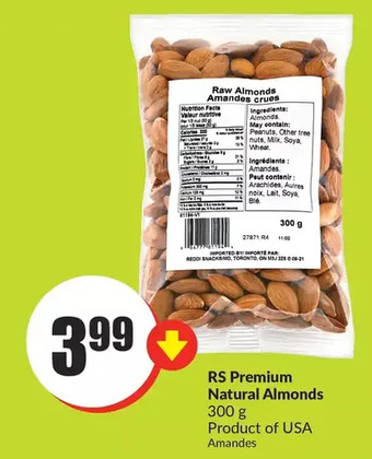 FreshCo Rs premium natural almonds 300g offer
