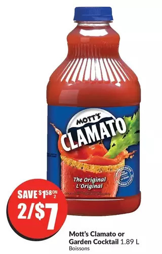 FreshCo Mott's clamato or garden cocktail 1,89L offer