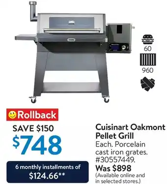 Walmart Cuisinart oakmont pellet grill offer