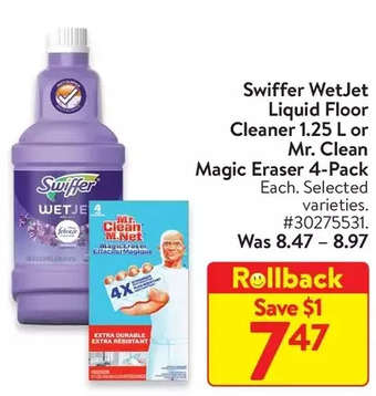 Walmart Swiffer wetjet liquid floor cleaner or mr. clean magic eraser offer