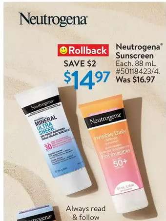 Walmart Neutrogena sunscreen offer