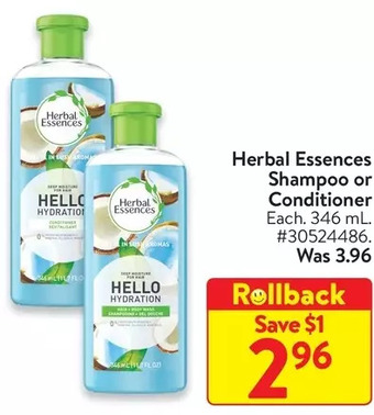 Walmart Herbal essences shampoo or conditioner offer