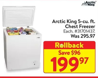Walmart Arctic king 5-cu. ft. chest freezer offer