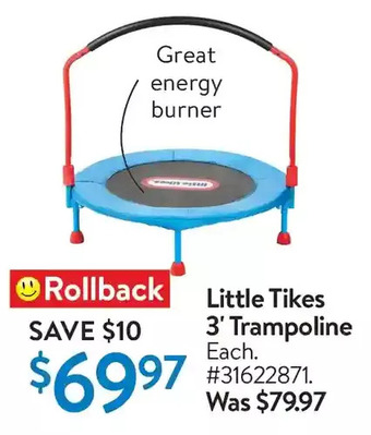 Walmart Little tikes 3' trampoline offer