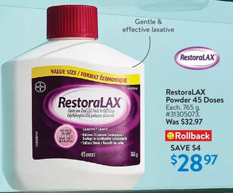 Walmart Restoralax powder 45 doses offer