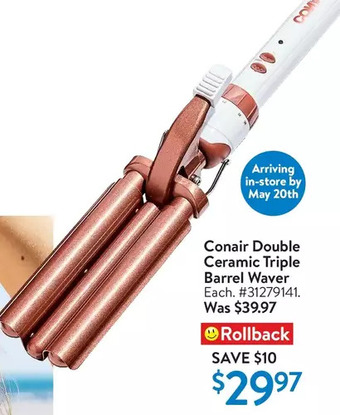 Walmart Conair double ceramic triple barrel waver offer