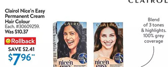 Walmart Clairol nice'n easy permanent cream hair colour offer